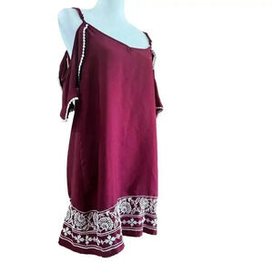 MIAMI off shoulder cami dress floral embroidry and crocheted trim size medium